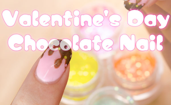 かわいすぎて反則★バレンタインのとろけるチョコレート柄ネイル